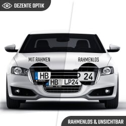 2 Kennzeichenhalter rahmenlos 4 mm flach Nummernschildhalter unsichtbar