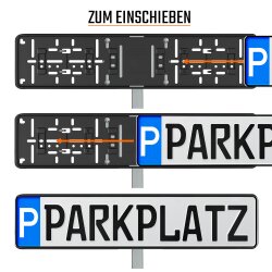 Parkplatzschild Parkplatzkennzeichen mit Edelstahl Einschlagpfosten Wunschtext Schild P-Kennzeichen Wunschprägung inkl. Befestigungsschrauben individuell bis 17 Zeichen