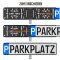 Parkplatzschild Parkplatzkennzeichen mit Edelstahl Einschlagpfosten Wunschtext Schild P-Kennzeichen Wunschprägung inkl. Befestigungsschrauben individuell bis 17 Zeichen
