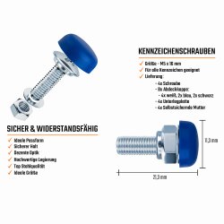 Kennzeichen Schrauben Motorrad M5 x 16mm mit Abdeckkappen...