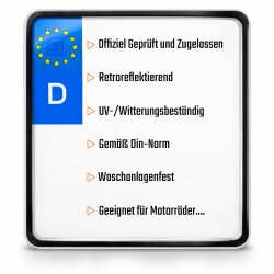 Kennzeichen Motorrad 180x200 mm Wunschkennzeichen DIN-zertifiziert Motorradkennzeichen 18x20cm Nummernschild offiziell amtlich