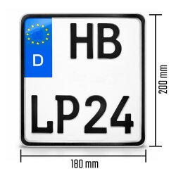 Kennzeichen Motorrad 180x200 mm Wunschkennzeichen DIN-zertifiziert Motorradkennzeichen 18x20cm Nummernschild offiziell amtlich
