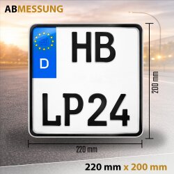 Kennzeichen Motorrad 220x200 mm Wunschkennzeichen DIN-zertifiziert Motorradkennzeichen 22x20cm Nummernschild offiziell amtlich