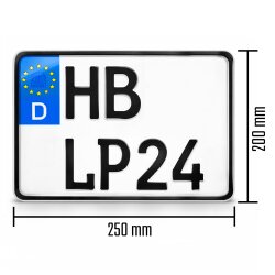 Kennzeichen 250x200 mm Motorrad Roller Quad SUV Wunschkennzeichen DIN-zertifiziert 25x20cm Nummernschild