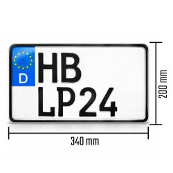 Kennzeichen 340x200 mm LKW PKW Quad SUV Anhänger Wunschkennzeichen DIN-zertifiziert 34x20cm Nummernschild
