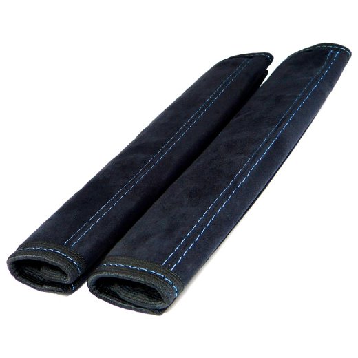 Gurtschoner 2 Stück schwarz mit blauer Naht Gurtpolster