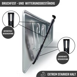 2 Kennzeichenhalter rahmenlos universell Nummernschildhalter unsichtbar Halter für Kennzeichen grau