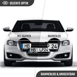 2 Kennzeichenhalter rahmenlos universell Nummernschildhalter unsichtbar Halter für Kennzeichen black