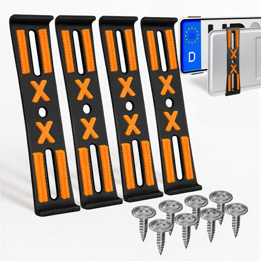 2 Kennzeichenhalter rahmenlos universell Nummernschildhalter unsichtbar Halter für Kennzeichen orange