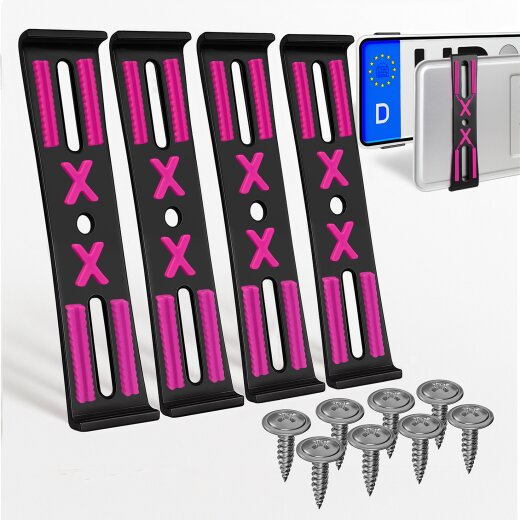 2 Kennzeichenhalter rahmenlos universell Nummernschildhalter unsichtbar Halter für Kennzeichen pink