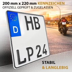 Kennzeichen Motorrad 220x200 mm Carbon Wunschkennzeichen...