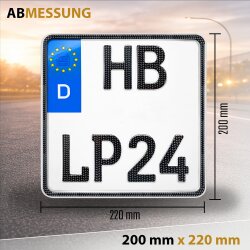 Kennzeichen Motorrad 220x200 mm Carbon Wunschkennzeichen DIN-zertifiziert Motorradkennzeichen 22x20cm Nummernschild Carbon-Optik
