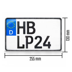 Kennzeichen 255x130 mm Carbon-Optik Leichtkraftrad Wunschkennzeichen Motorradkennzeichen Nummernschild Carbon
