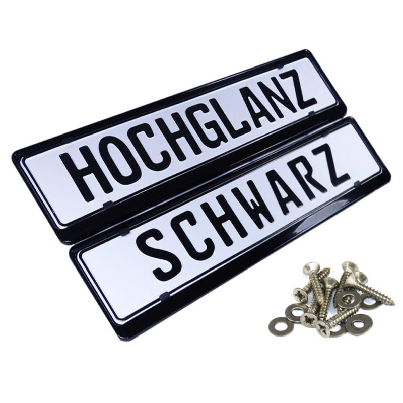 Nummernschildhalter METALLIC/CHROM SCHWARZ Hochglanz Klavierlack 2x Zwei 