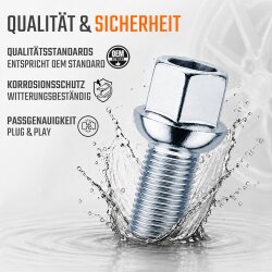 Radschrauben Silber Kugelbund R13 M14 x 1,5 27 mm SW17...