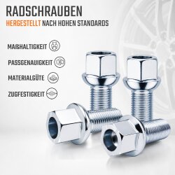 Radschrauben Silber Kugelbund R13 M14 x 1,5 27 mm SW17 für Audi VW Seat Skoda Ford