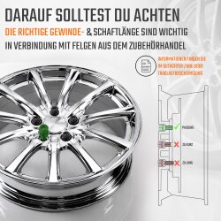 Radschrauben Schwarz Kugelbund R13 M14 x 1,5 x 27 mm SW17 für Audi VW Seat Skoda Ford
