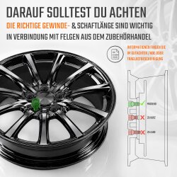 Radschrauben M14 x 1,5 Kegelbund 60° 28mm SW17 für Audi VW Seat Skoda Mercedes