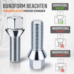 Radschrauben M14 x 1,5 Kegelbund 60° 30mm SW17 für Audi VW Seat Skoda Mercedes