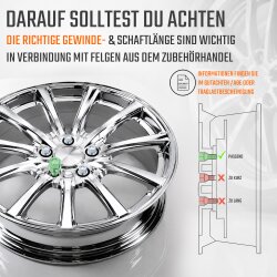 Radschrauben M14 x 1,5 Kegelbund 60° 30mm SW17 für Audi VW Seat Skoda Mercedes