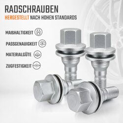 Radschrauben M12 x 1,25 Flachbund 17 mm SW17 für Peugeot Citroen Opel DS Fiat