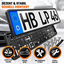 2x Kennzeichenhalter Auto Chrom Kennzeichenhalterung KFZ...