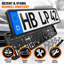 2x Kennzeichenhalter Auto Chrom Kennzeichenhalterung KFZ...