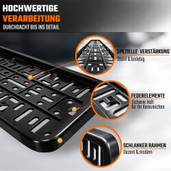 2 Kennzeichenhalter kurz 42 cm x 11cm schwarz mit Rahmen für kurze Kennzeichen 420mm