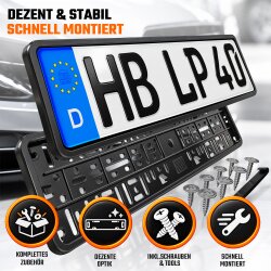 2x Kennzeichenhalter Auto Chrom Kennzeichenhalterung KFZ...