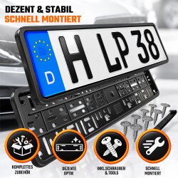 2x Kennzeichenhalter Auto Chrom Kennzeichenhalterung KFZ...
