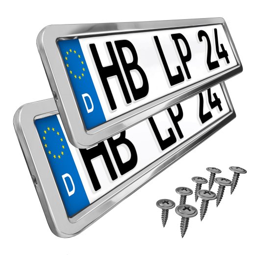 26 2x Kennzeichenhalter Nummernschildhalter Edelstahl Chrom Rostfrei Made in EU 