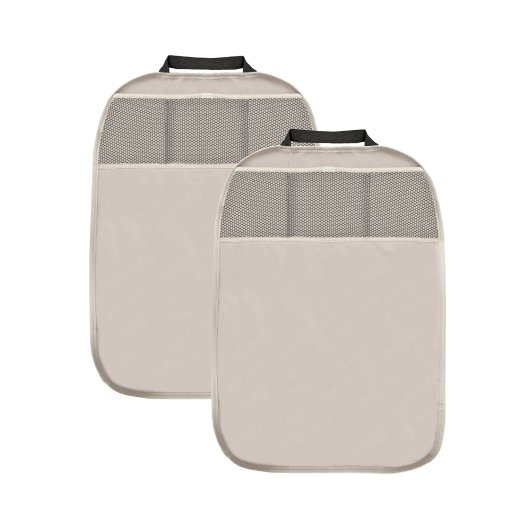 2 St&uuml;ck R&uuml;ckenlehnenschutz Sitzschoner Lehnenschutz Hecksitzschoner Kunstleder mit 3 Taschen in beige