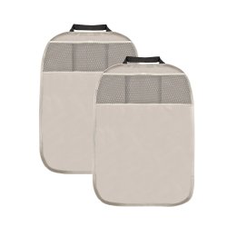 2 Stück Rückenlehnenschutz Sitzschoner Lehnenschutz Hecksitzschoner Kunstleder mit 3 Taschen in beige