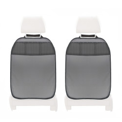 2 Stück Rückenlehnenschutz Sitzschoner Lehnenschutz Hecksitzschoner Kunstleder mit 3 Taschen in grau