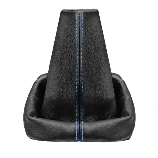 Schaltsack Schaltmanschette mit Kunststoff Rahmen schwarz Echt Leder Blau Naht