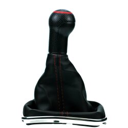 Schaltsack Schaltmanschette Naht Rot Schaltknauf für VW Golf 4 IV VW Bora Chrom-Rahmen 12 mm