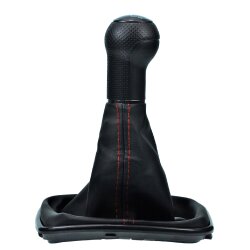 Schaltsack Schaltmanschette Naht Rot Schaltknauf für VW Golf 4 IV VW Bora + Rahmen Schwarz 12 mm