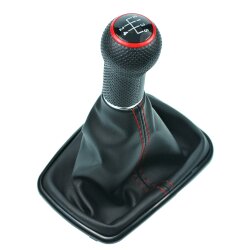 Schaltsack Schaltmanschette Naht Rot Schaltknauf für VW Golf 4 IV VW Bora + Rahmen Schwarz 12 mm