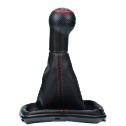 Schaltsack Schaltmanschette Naht Rot Schaltknauf für VW Golf 4 IV VW Bora + Rahmen Schwarz 12 mm