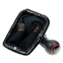 Schaltsack Schaltmanschette Naht Rot Schaltknauf für VW Golf 4 IV VW Bora + Rahmen Schwarz 12 mm