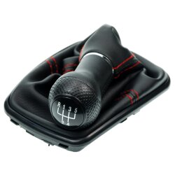 Schaltsack Schaltmanschette Naht Rot Schaltknauf für VW Golf 4 IV VW Bora + Rahmen Schwarz 12 mm