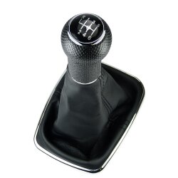 Schaltsack Schaltmanschette Schaltknauf 6-Gang für VW Golf 4 IV VW Bora mit Chrom Rahmen 12 mm