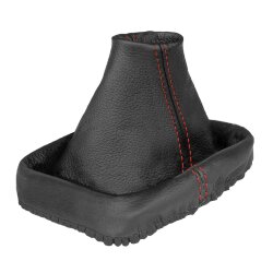 Schaltsack Schaltmanschette für VW Polo 9N 100% Echtleder Schwarz Naht rot