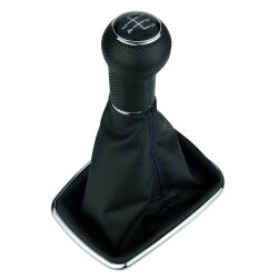 Schaltsack Schaltmanschette Naht Blau Schaltknauf für VW Golf 4 IV VW Bora mit Chrom Rahmen 12 mm
