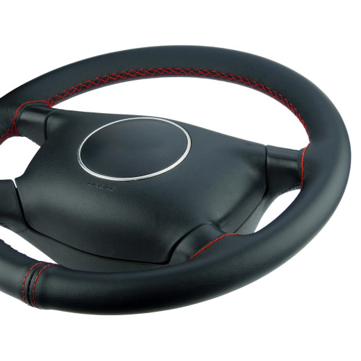 Lenkradhülle Lenkradbezug LeCo® Echtleder Lenkrad Bezug passend Seat Ibiza 6L Naht rot